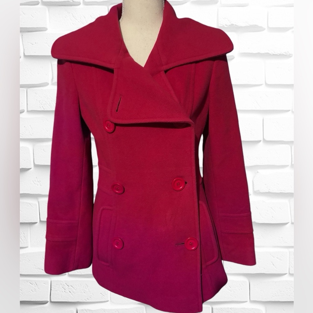 Mallia red wool coat double breasted size 6